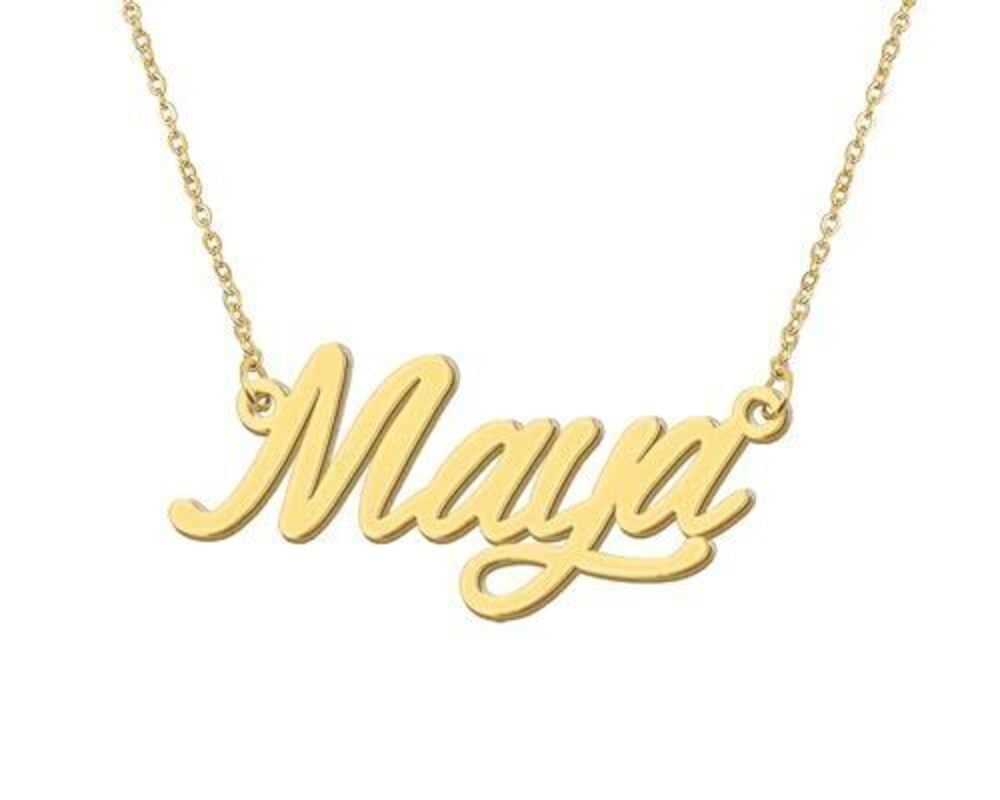 5233 18k Gold Plated Maya Necklace Name Nameplate Initial Necklaces